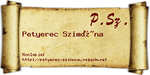 Petyerec Szimóna névjegykártya